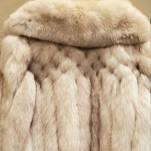 Fox Fur Coat: Ivory Fur with Brown Tips - Picture 17 of 17